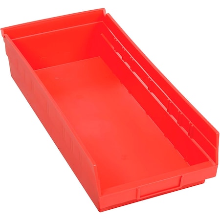 Global Industrial Shelf Storage Bin, Polypropylene, Red, 4 in H, 8-3/8 in W 184844RD